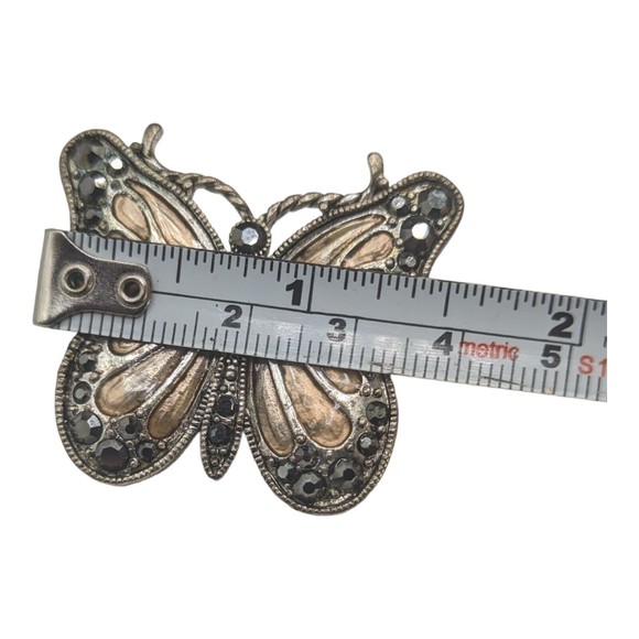 Vintage Butterfly Brooch Multi Metal Marcasite Silver Copper Tone Insect Costume - Picture 4 of 8